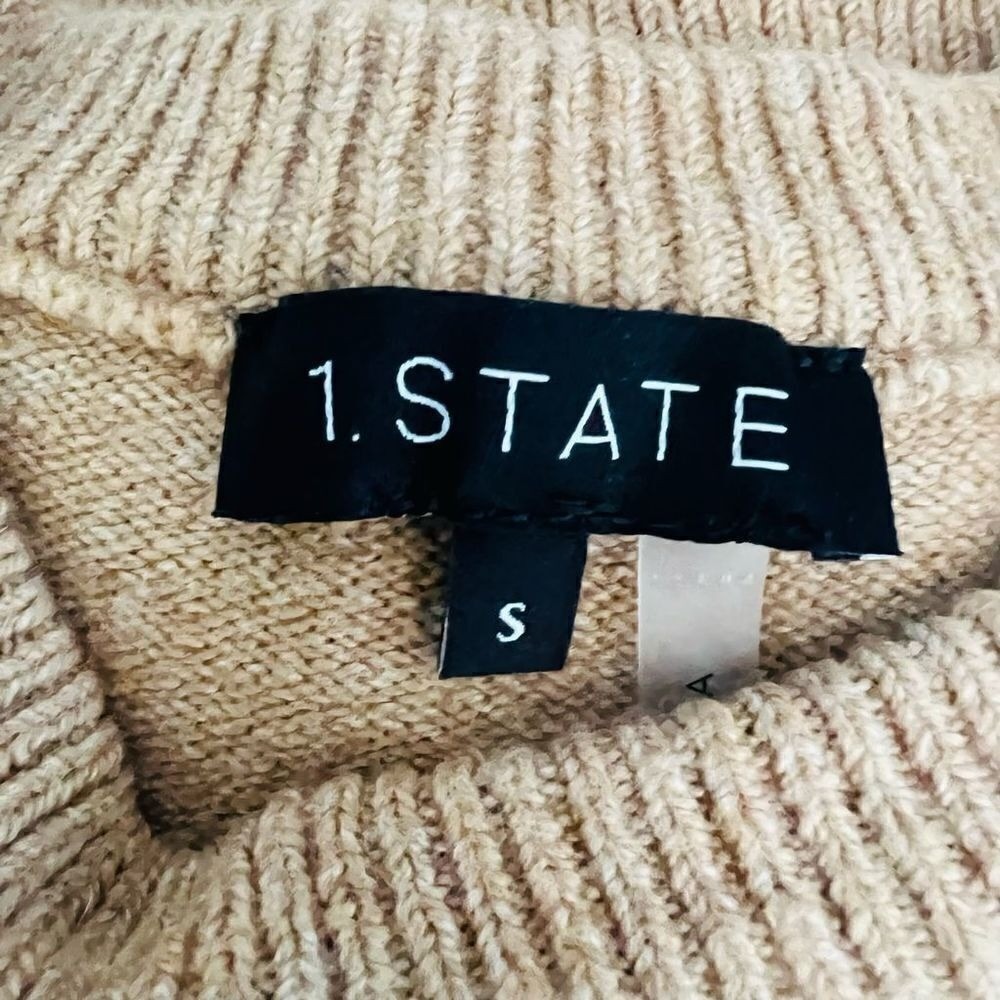 1.STATE Fringe Sleeve Sweater Top, Size Small (4-6), Tan, Wild Oak, Cozy, NWT - Picture 8 of 11